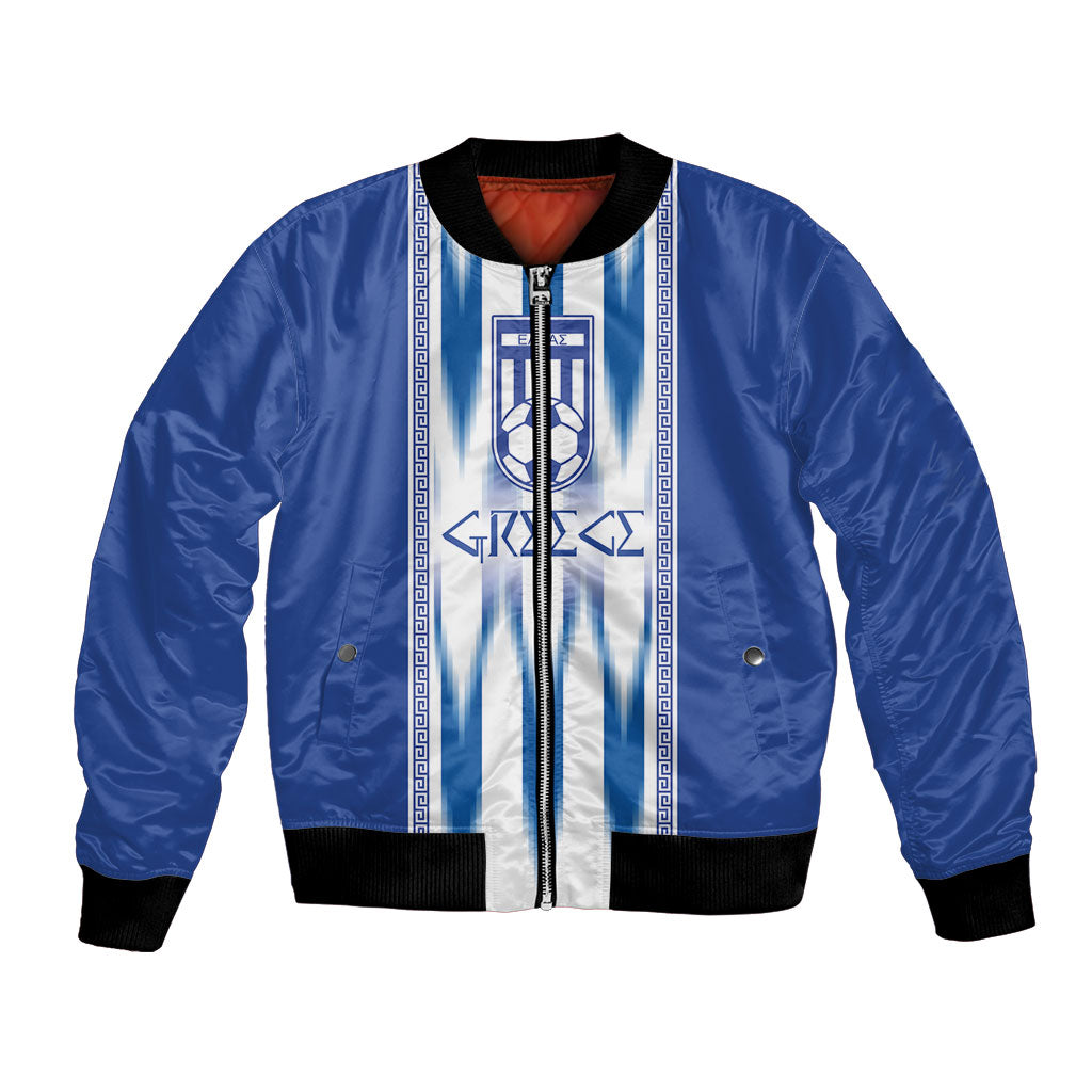 Greece National Football Custom Bomber Jacket Greek Key Sporty Style
