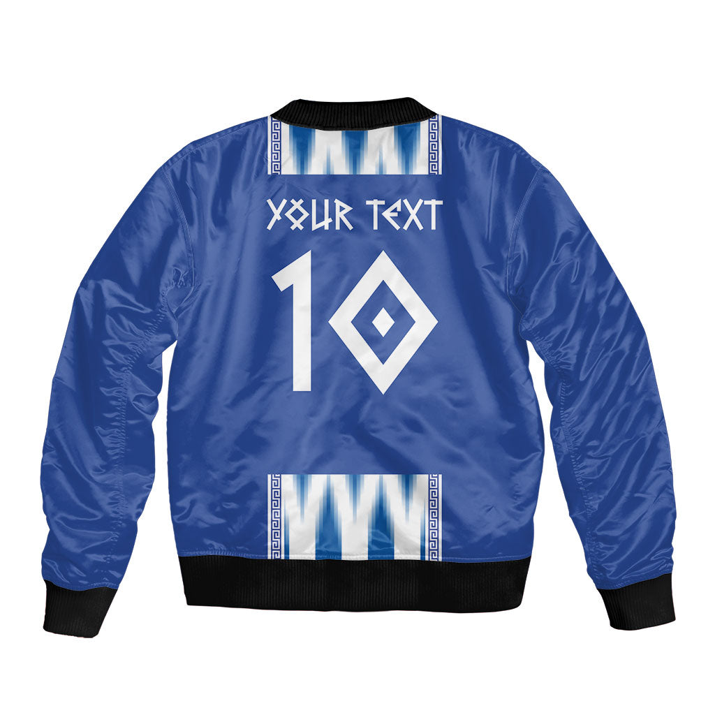 Greece National Football Custom Bomber Jacket Greek Key Sporty Style