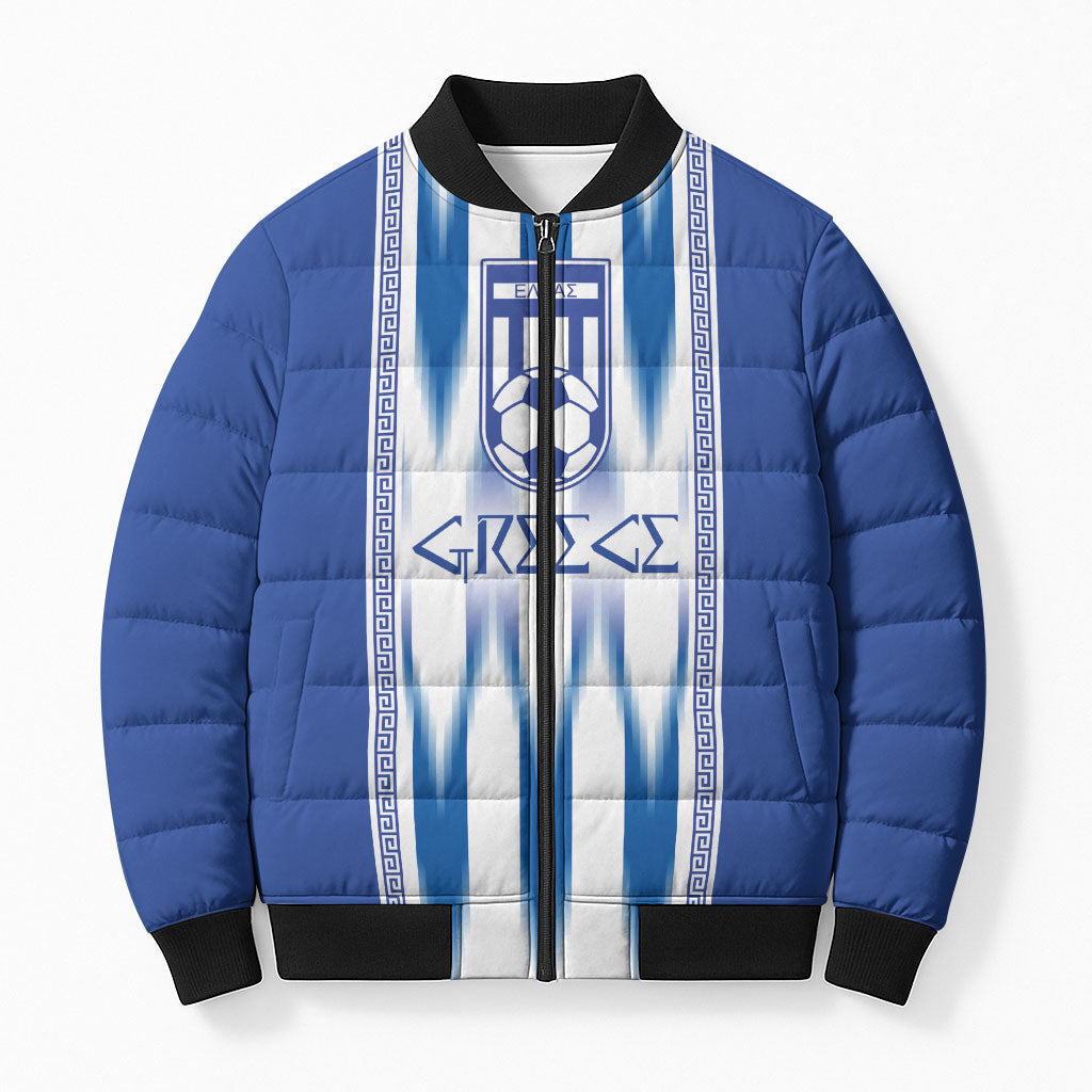 Greece National Football Custom Bomber Puffer Jacket Greek Key Sporty Style