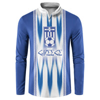 Greece National Football Custom Button Sweatshirt Greek Key Sporty Style