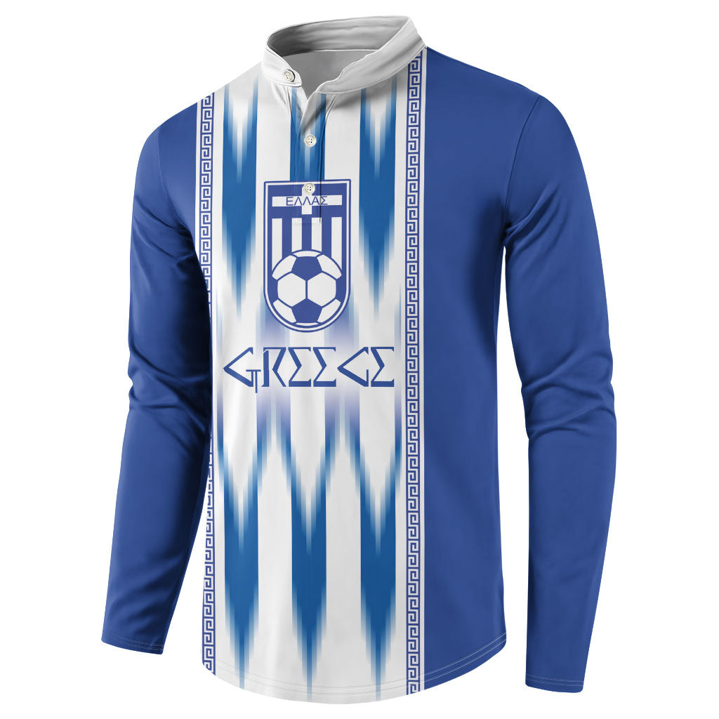 Greece National Football Custom Button Sweatshirt Greek Key Sporty Style