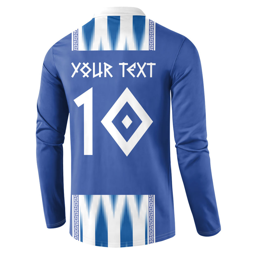 Greece National Football Custom Button Sweatshirt Greek Key Sporty Style