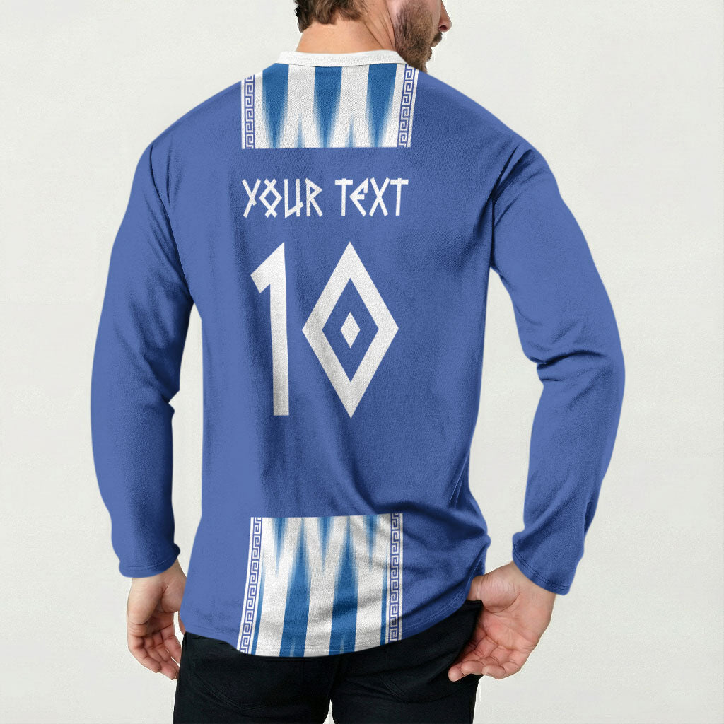 Greece National Football Custom Button Sweatshirt Greek Key Sporty Style