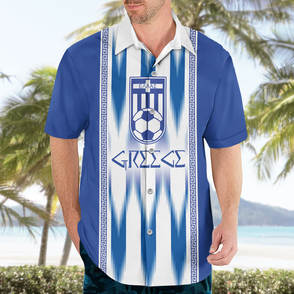 Greece National Football Custom Hawaiian Shirt Greek Key Sporty Style