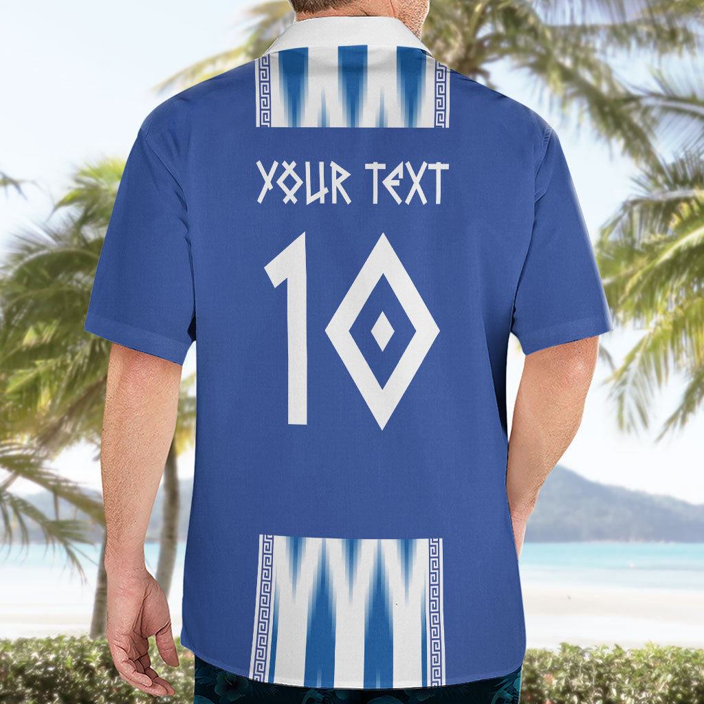 Greece National Football Custom Hawaiian Shirt Greek Key Sporty Style