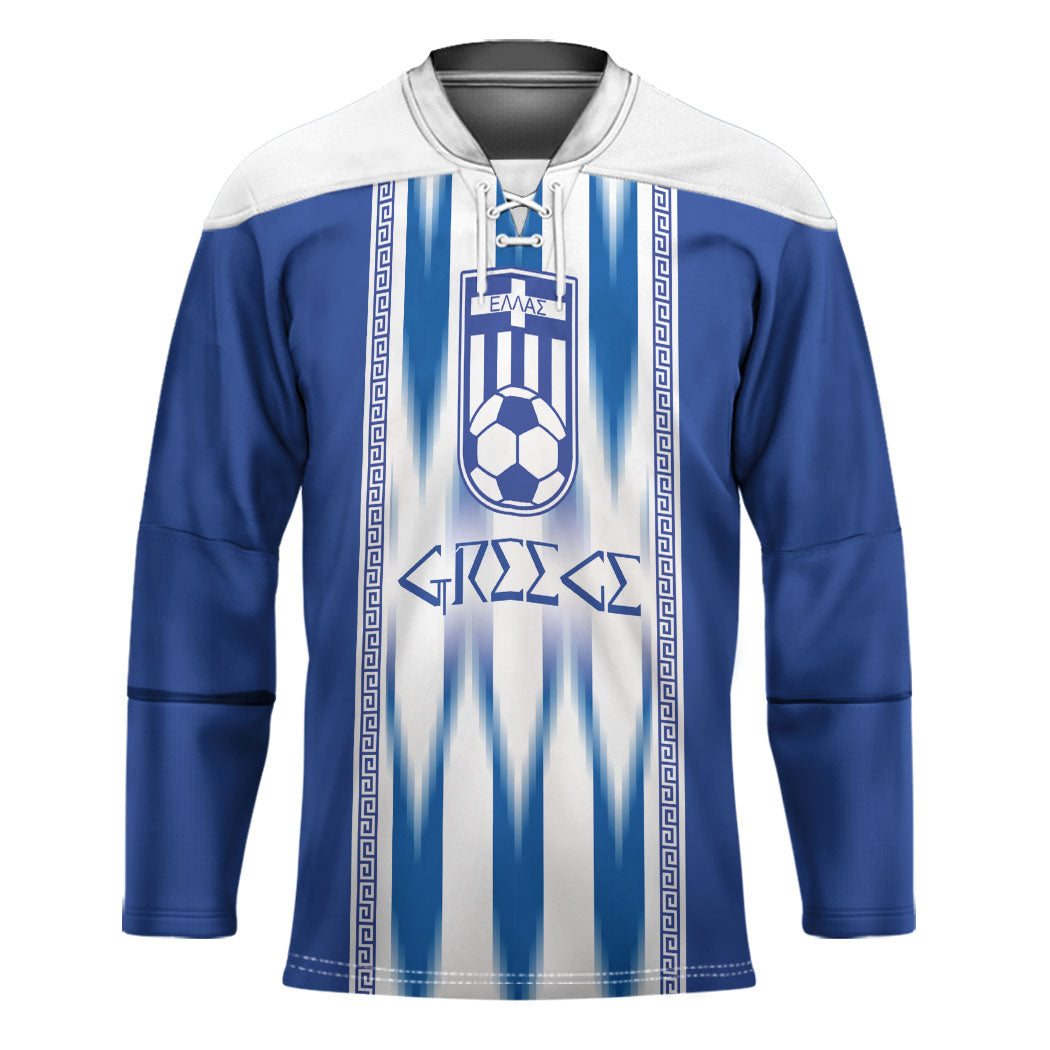 Greece National Football Custom Hockey Jersey Greek Key Sporty Style