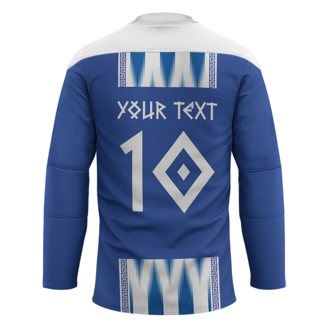 Greece National Football Custom Hockey Jersey Greek Key Sporty Style