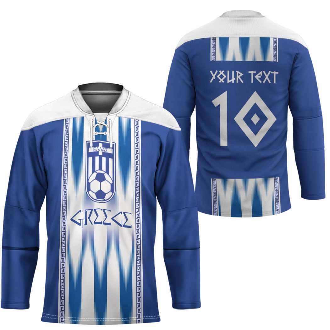 Greece National Football Custom Hockey Jersey Greek Key Sporty Style