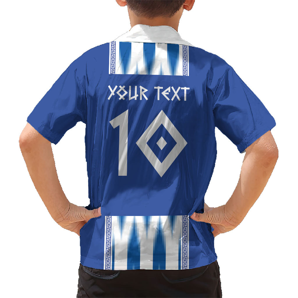 Greece National Football Custom Kid Hawaiian Shirt Greek Key Sporty Style