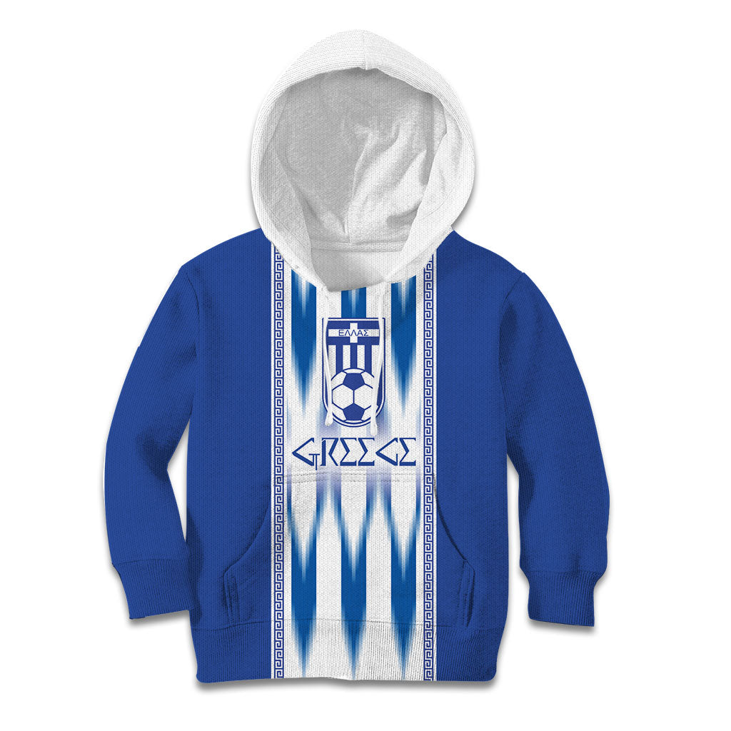 Greece National Football Custom Kid Hoodie Greek Key Sporty Style