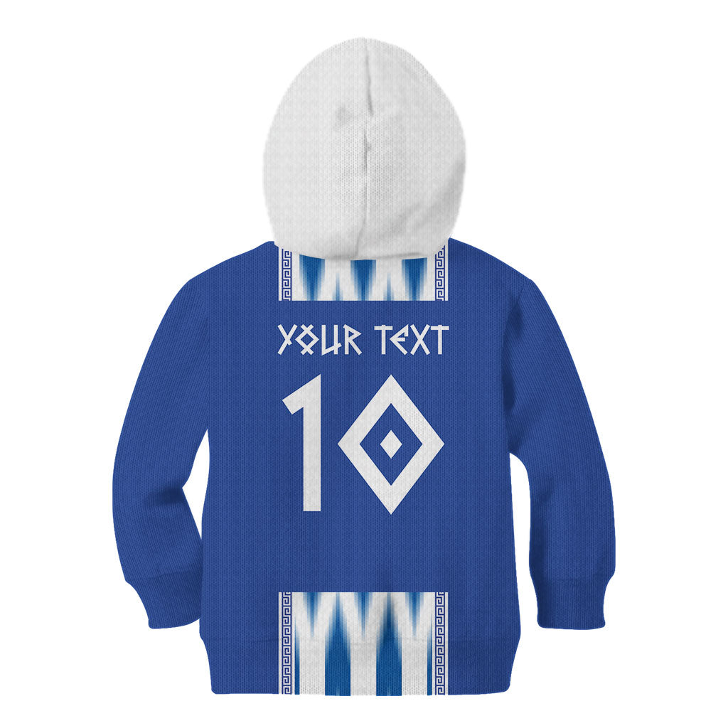 Greece National Football Custom Kid Hoodie Greek Key Sporty Style