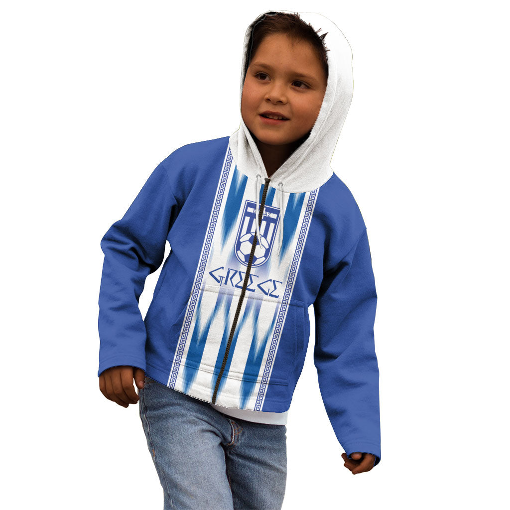 Greece National Football Custom Kid Hoodie Greek Key Sporty Style