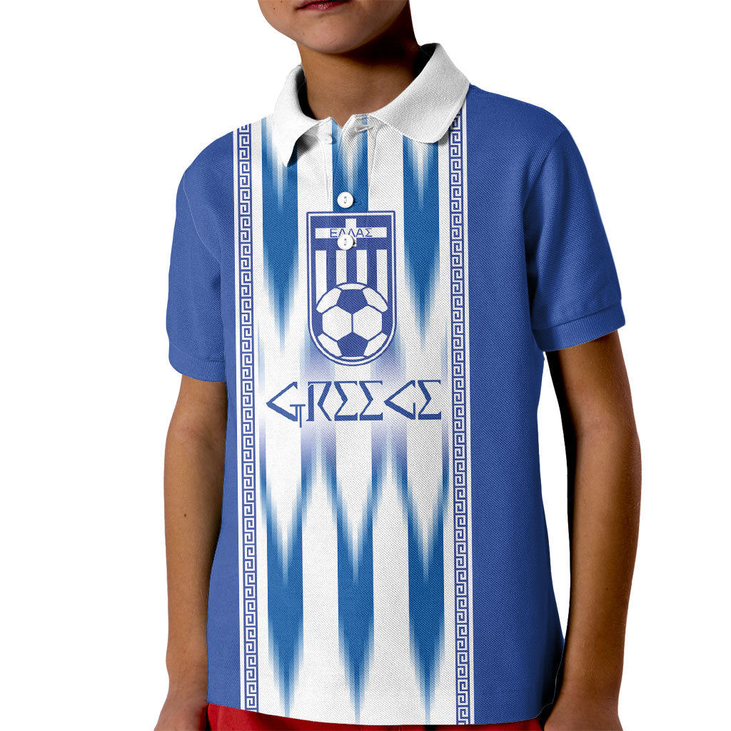 Greece National Football Custom Kid Polo Shirt Greek Key Sporty Style