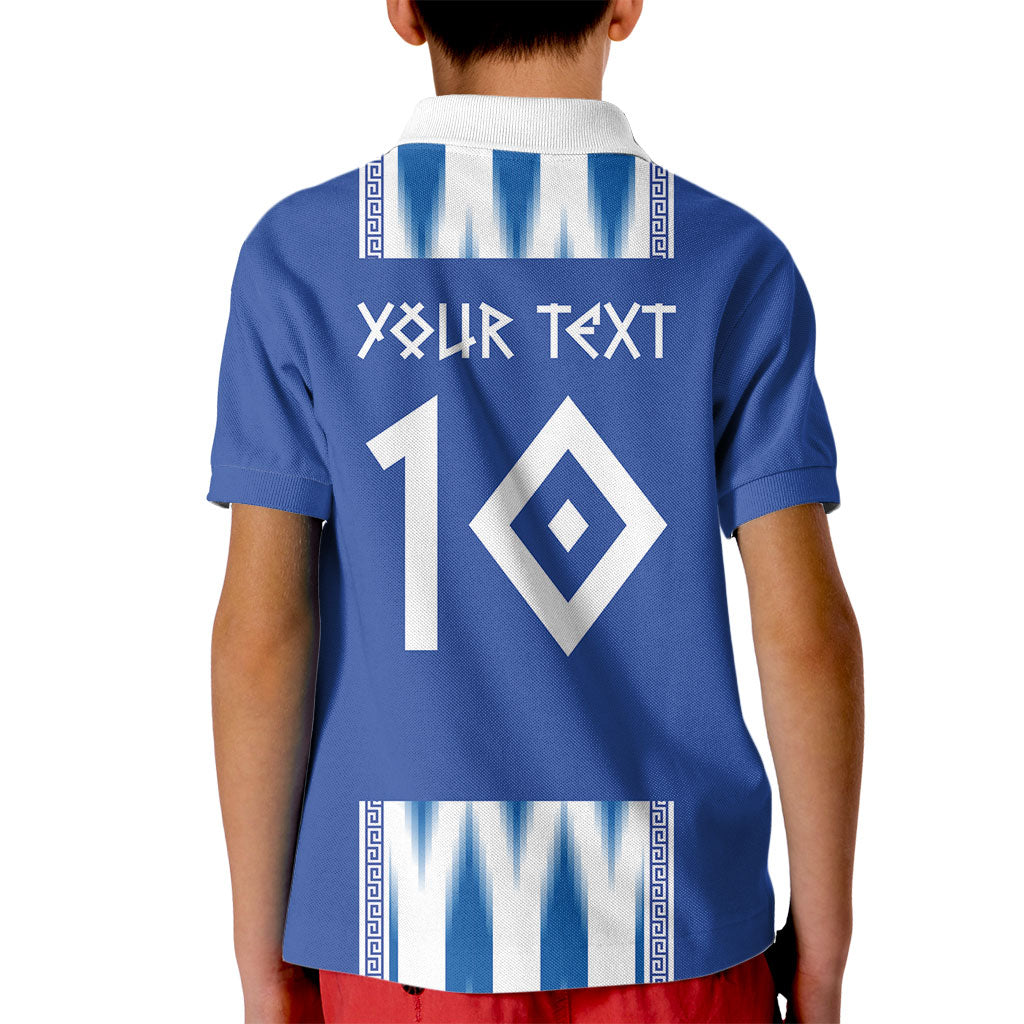 Greece National Football Custom Kid Polo Shirt Greek Key Sporty Style