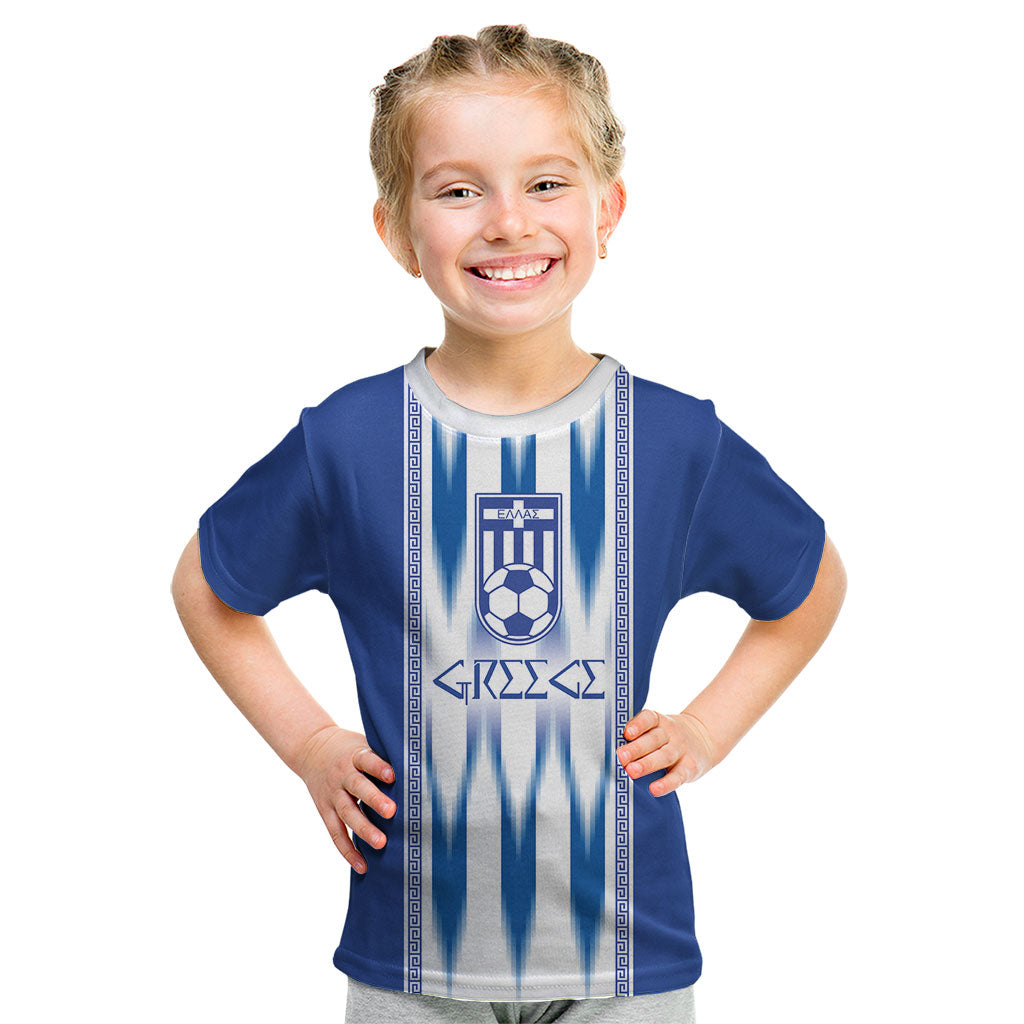 Greece National Football Custom Kid T Shirt Greek Key Sporty Style