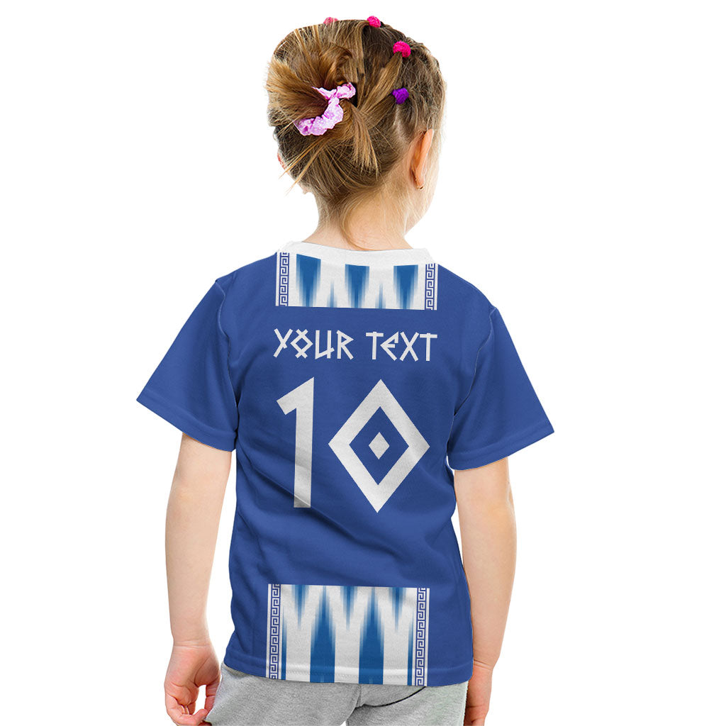 Greece National Football Custom Kid T Shirt Greek Key Sporty Style