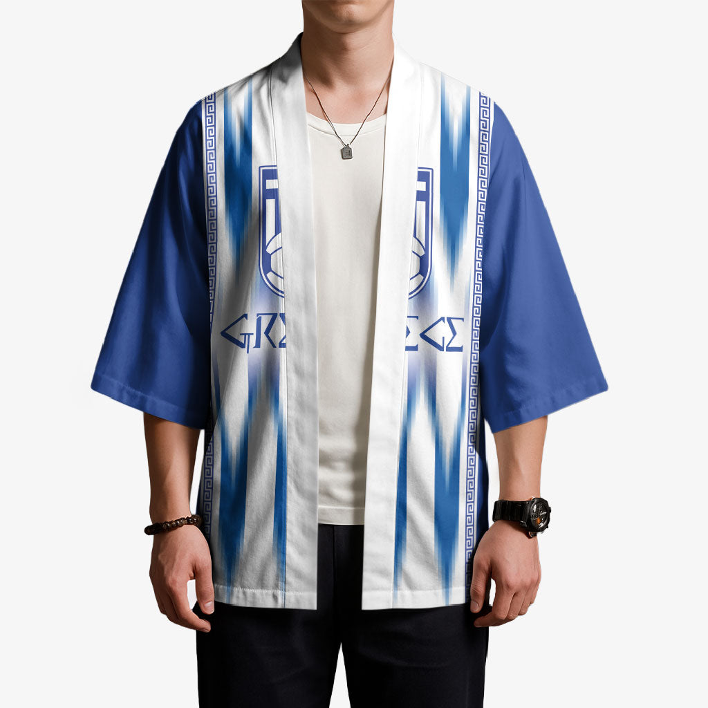 Greece National Football Custom Kimono Greek Key Sporty Style
