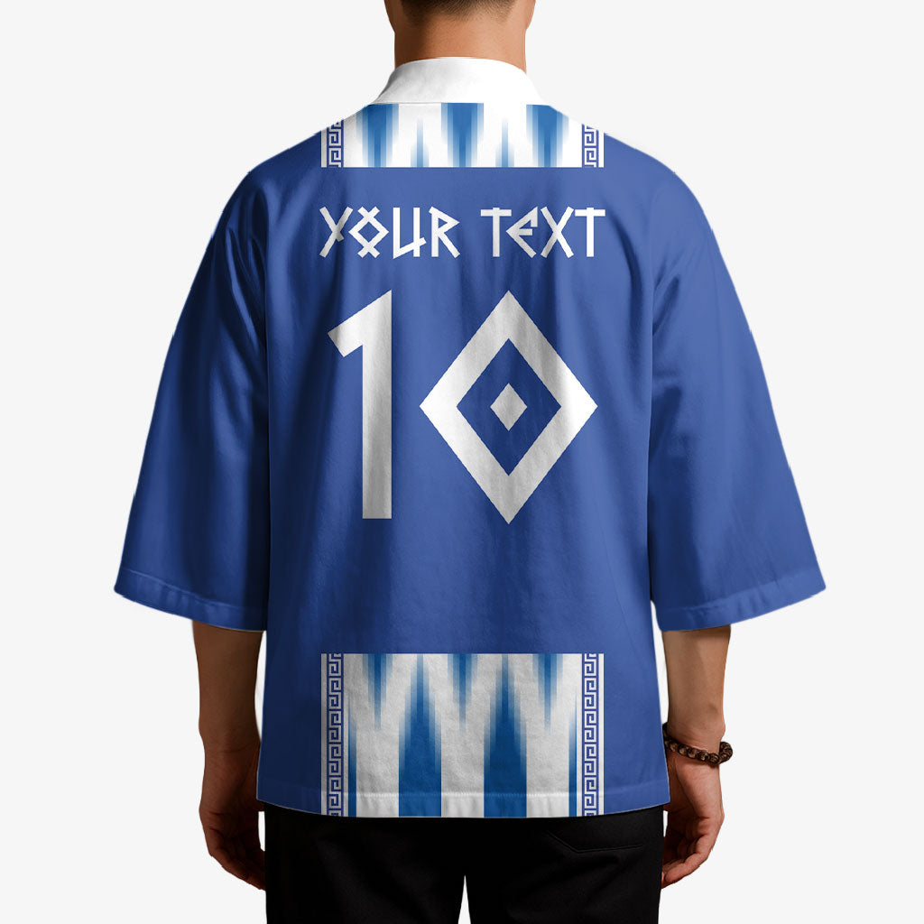 Greece National Football Custom Kimono Greek Key Sporty Style