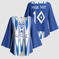 Greece National Football Custom Kimono Sleeve Blouse Greek Key Sporty Style