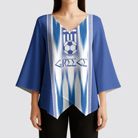 Greece National Football Custom Kimono Sleeve Blouse Greek Key Sporty Style