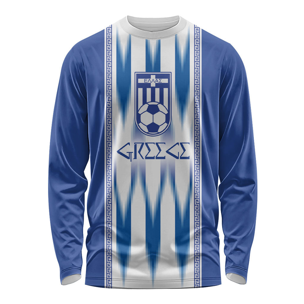 Greece National Football Custom Long Sleeve Shirt Greek Key Sporty Style