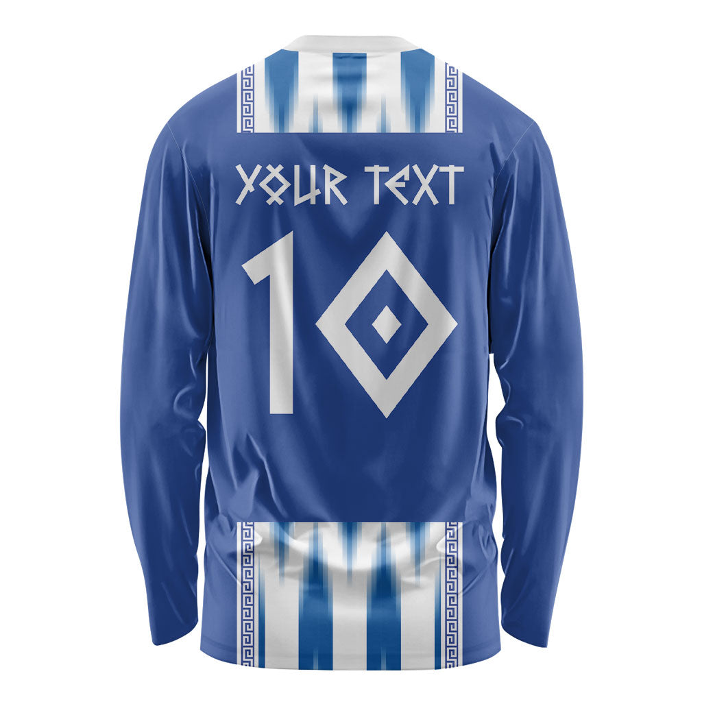 Greece National Football Custom Long Sleeve Shirt Greek Key Sporty Style
