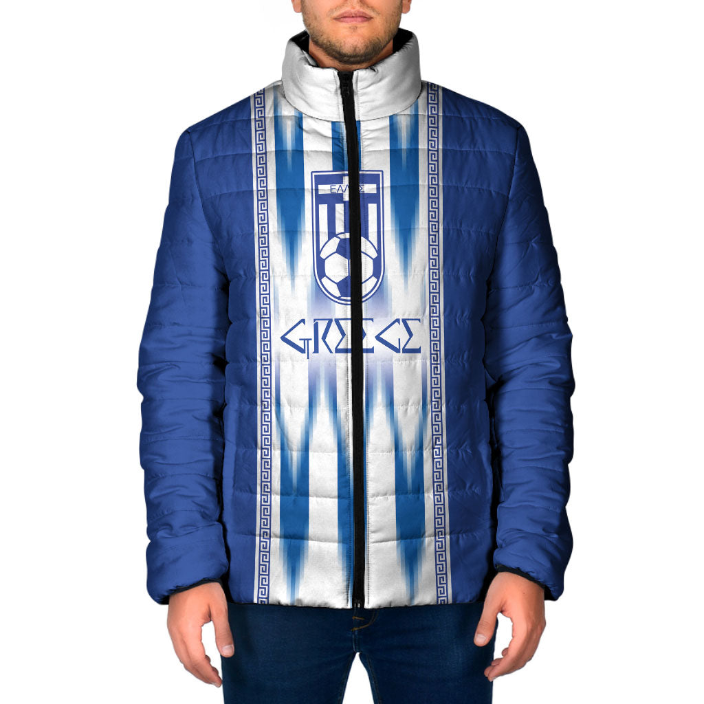 Greece National Football Custom Padded Jacket Greek Key Sporty Style