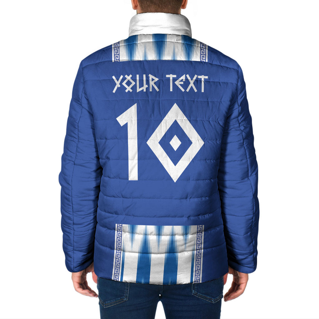 Greece National Football Custom Padded Jacket Greek Key Sporty Style