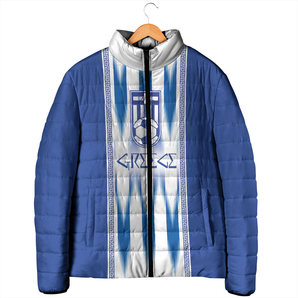 Greece National Football Custom Padded Jacket Greek Key Sporty Style