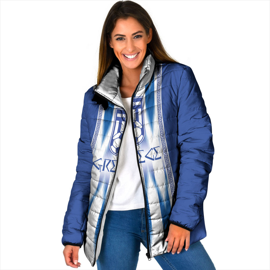 Greece National Football Custom Padded Jacket Greek Key Sporty Style