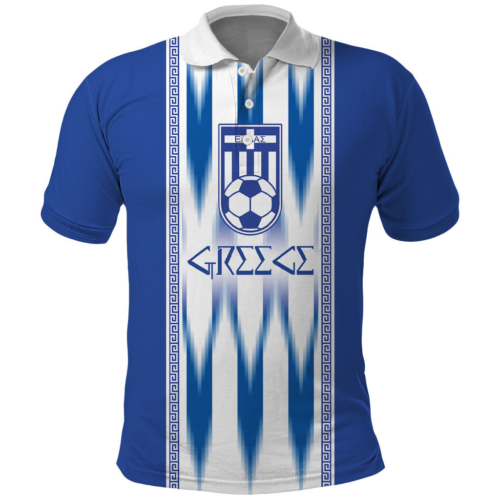 Greece National Football Custom Polo Shirt Greek Key Sporty Style