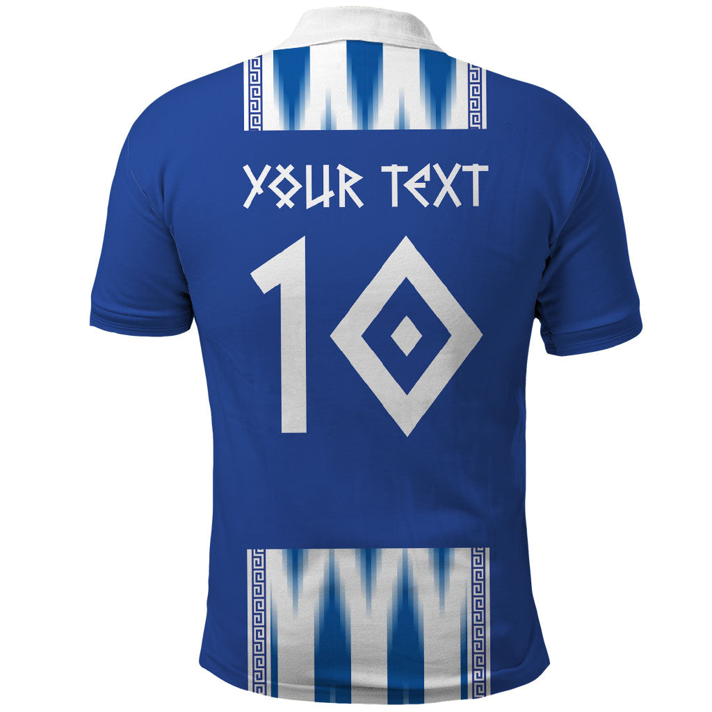 Greece National Football Custom Polo Shirt Greek Key Sporty Style