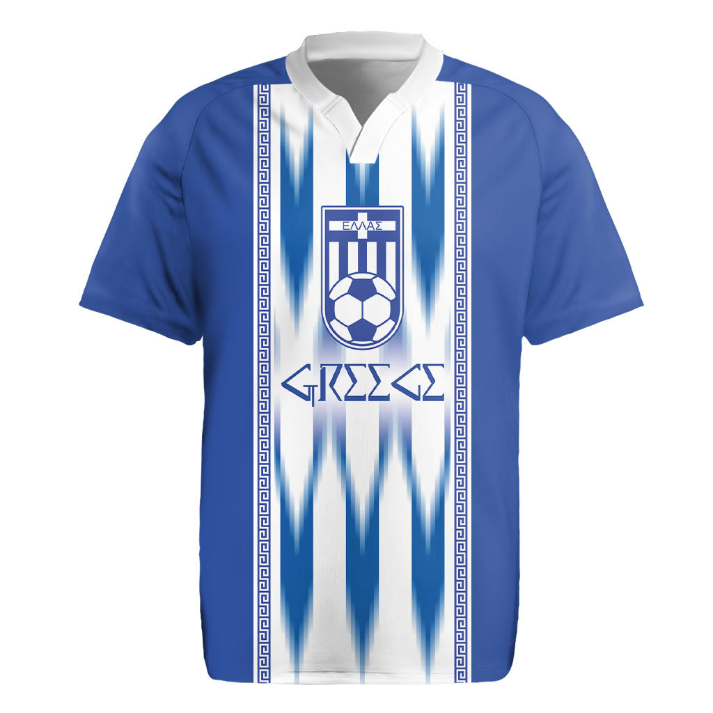 Greece National Football Custom Rugby Jersey Greek Key Sporty Style