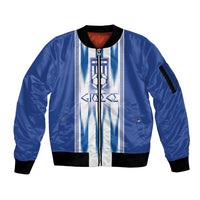 Greece National Football Custom Sleeve Zip Bomber Jacket Greek Key Sporty Style