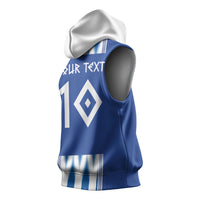Greece National Football Custom Sleeveless Hoodie Greek Key Sporty Style