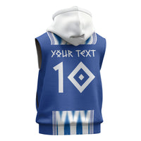 Greece National Football Custom Sleeveless Zip Hoodie Greek Key Sporty Style