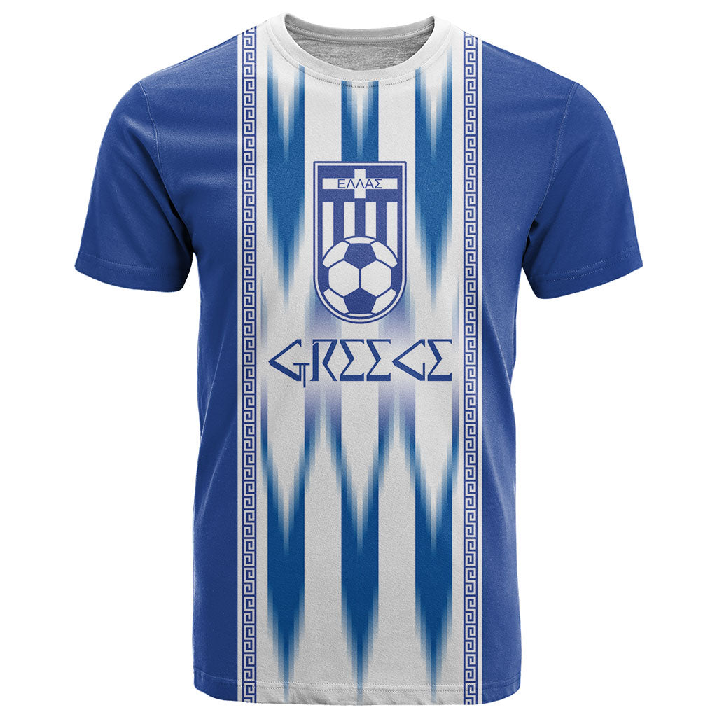 Greece National Football Custom T Shirt Greek Key Sporty Style