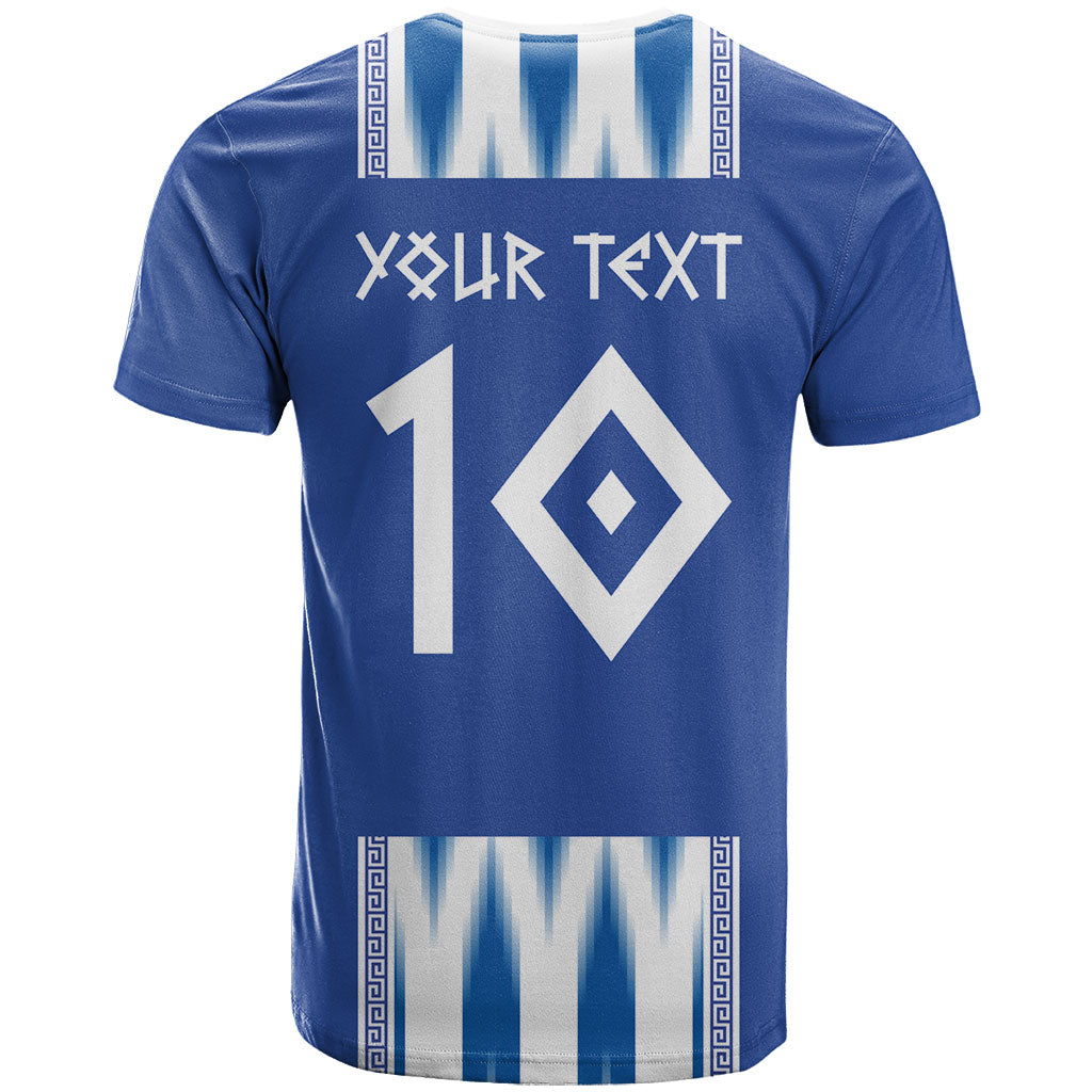 Greece National Football Custom T Shirt Greek Key Sporty Style
