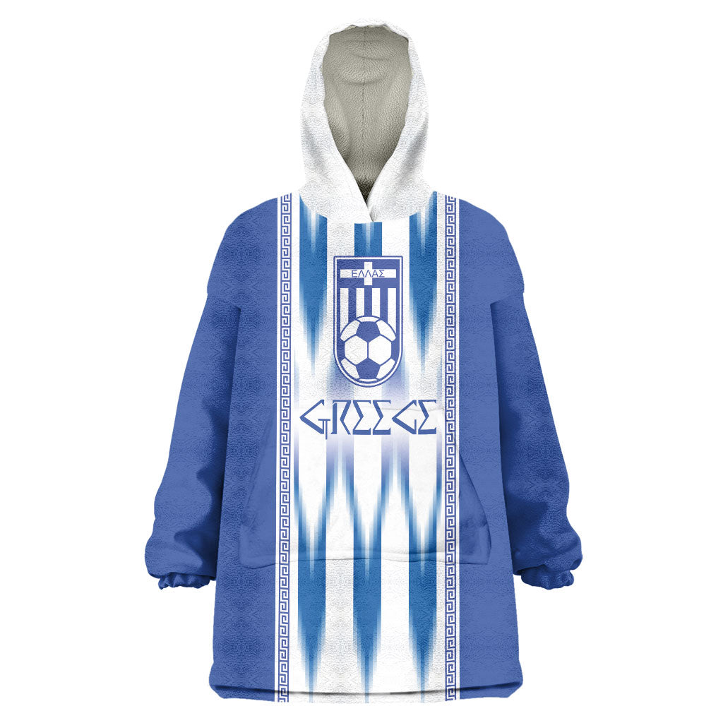 Greece National Football Custom Wearable Blanket Hoodie Greek Key Sporty Style