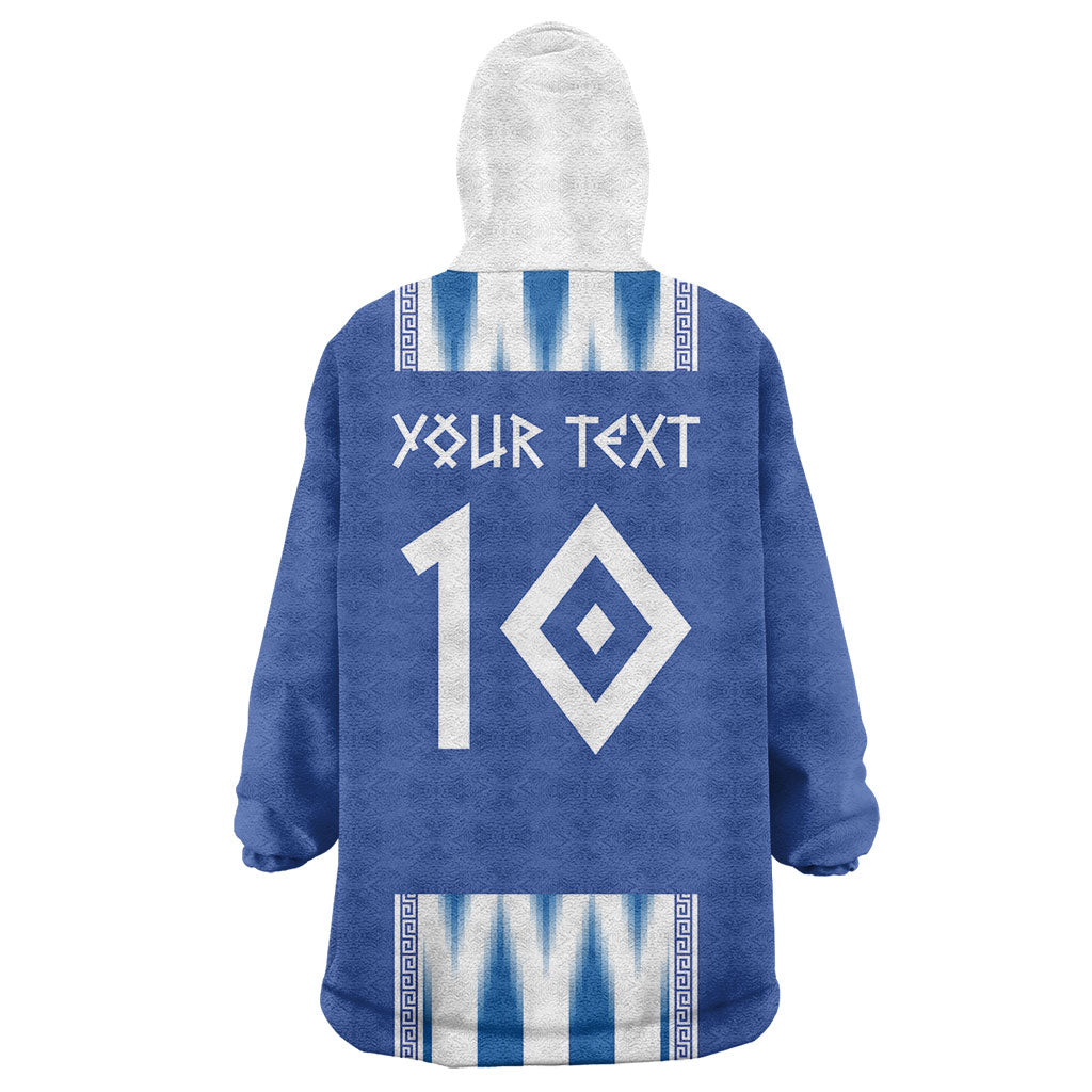 Greece National Football Custom Wearable Blanket Hoodie Greek Key Sporty Style