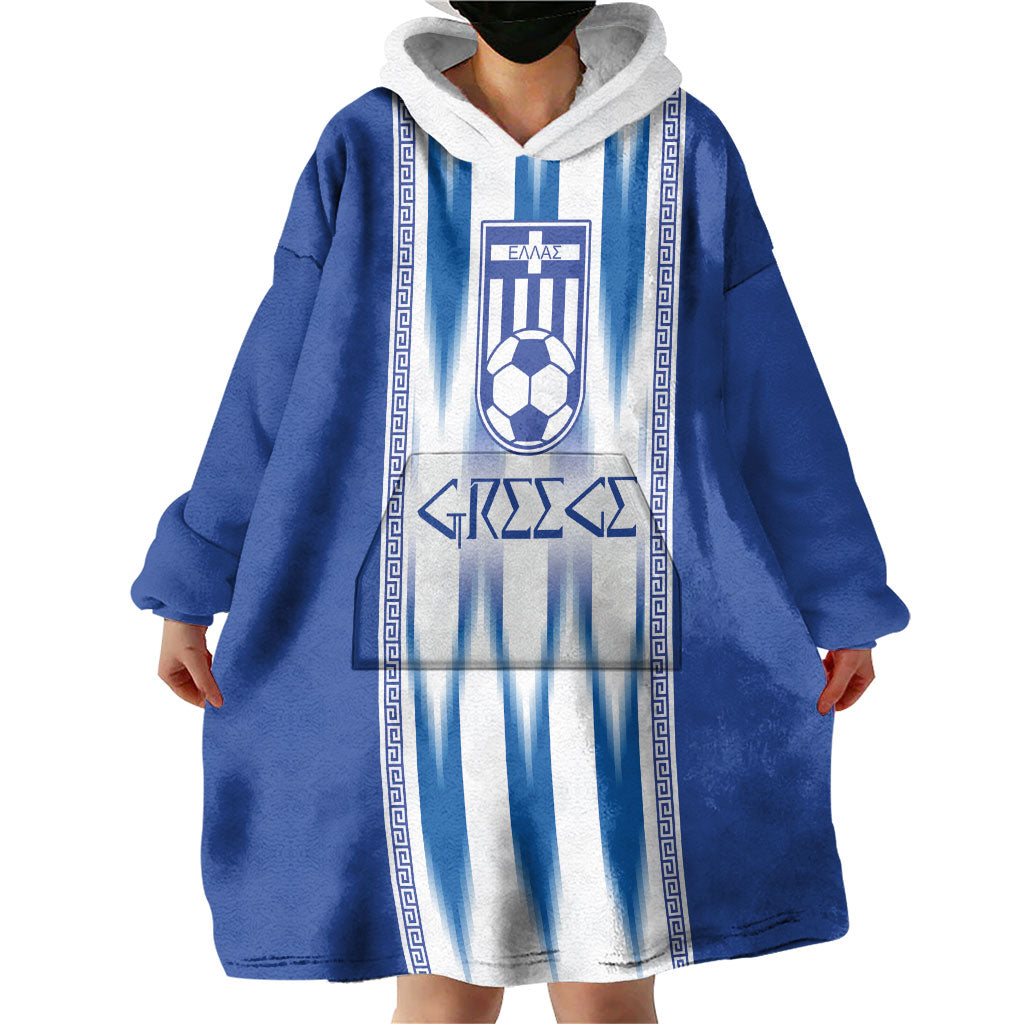 Greece National Football Custom Wearable Blanket Hoodie Greek Key Sporty Style