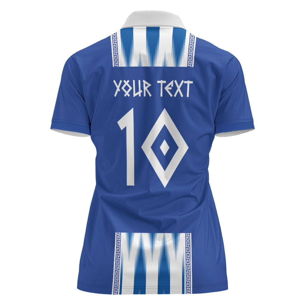 Greece National Football Custom Women Polo Shirt Greek Key Sporty Style