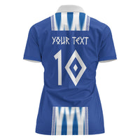 Greece National Football Custom Women Polo Shirt Greek Key Sporty Style