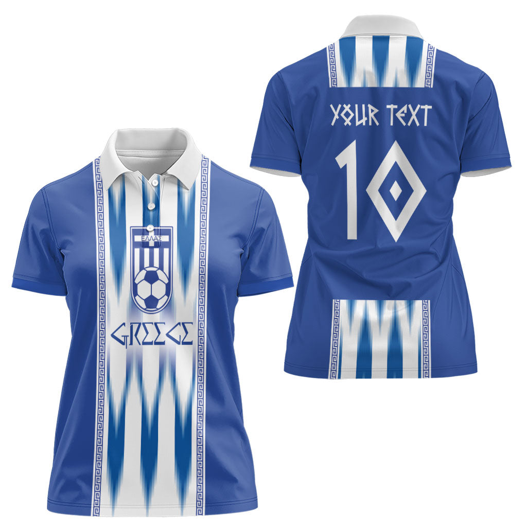 Greece National Football Custom Women Polo Shirt Greek Key Sporty Style
