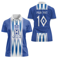 Greece National Football Custom Women Polo Shirt Greek Key Sporty Style