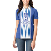 Greece National Football Custom Women Polo Shirt Greek Key Sporty Style