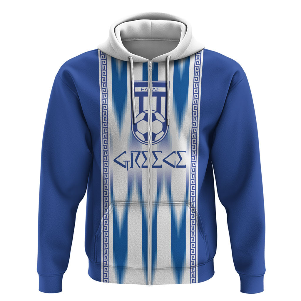 Greece National Football Custom Zip Hoodie Greek Key Sporty Style
