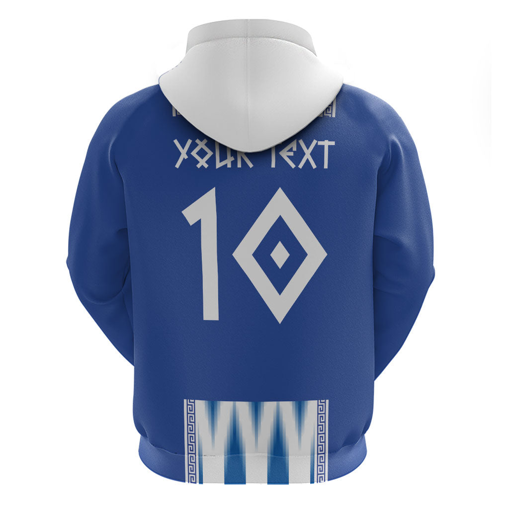 Greece National Football Custom Zip Hoodie Greek Key Sporty Style