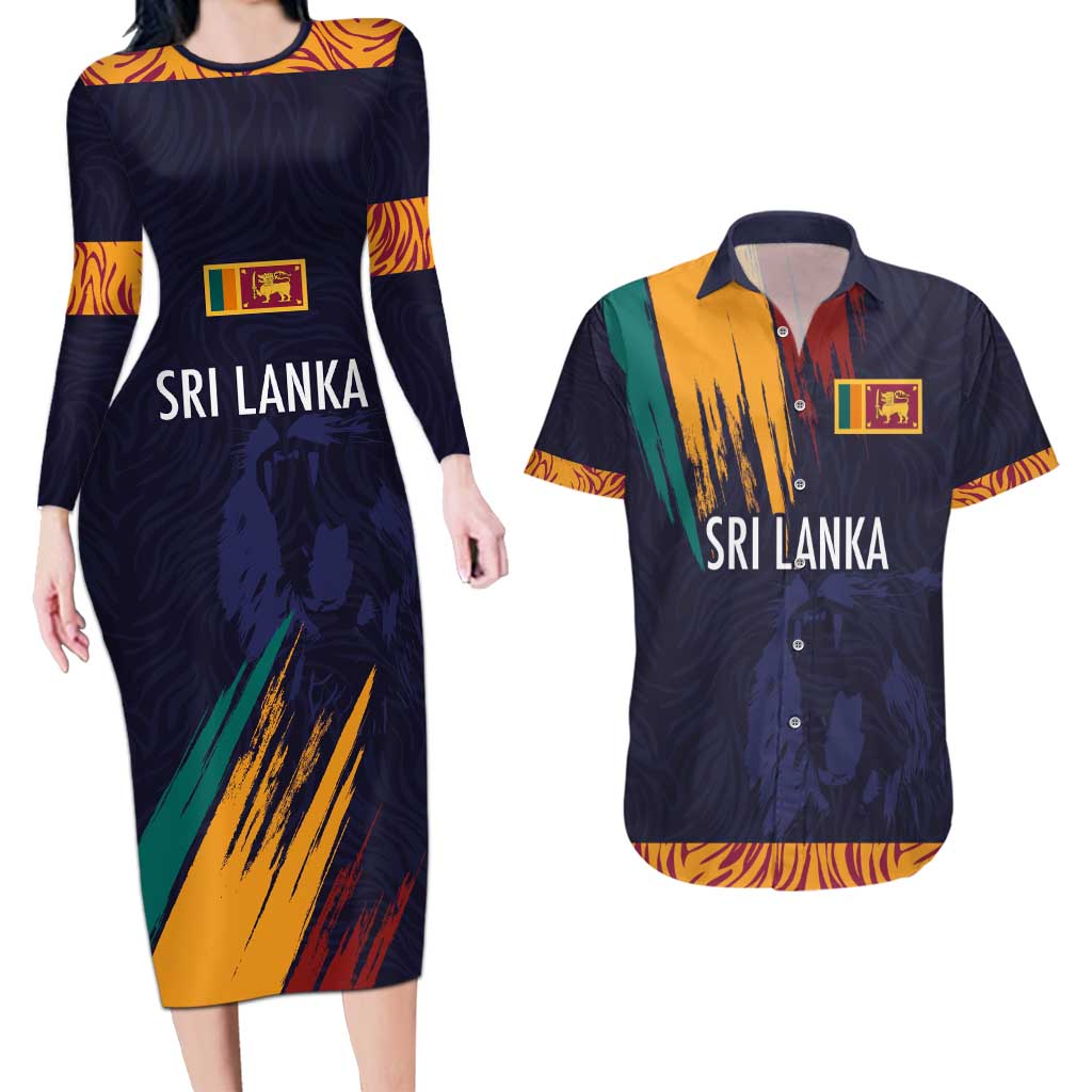 Custom Sri Lanka Cricket The Lions Couples Matching Long Sleeve Bodycon Dress and Hawaiian Shirt