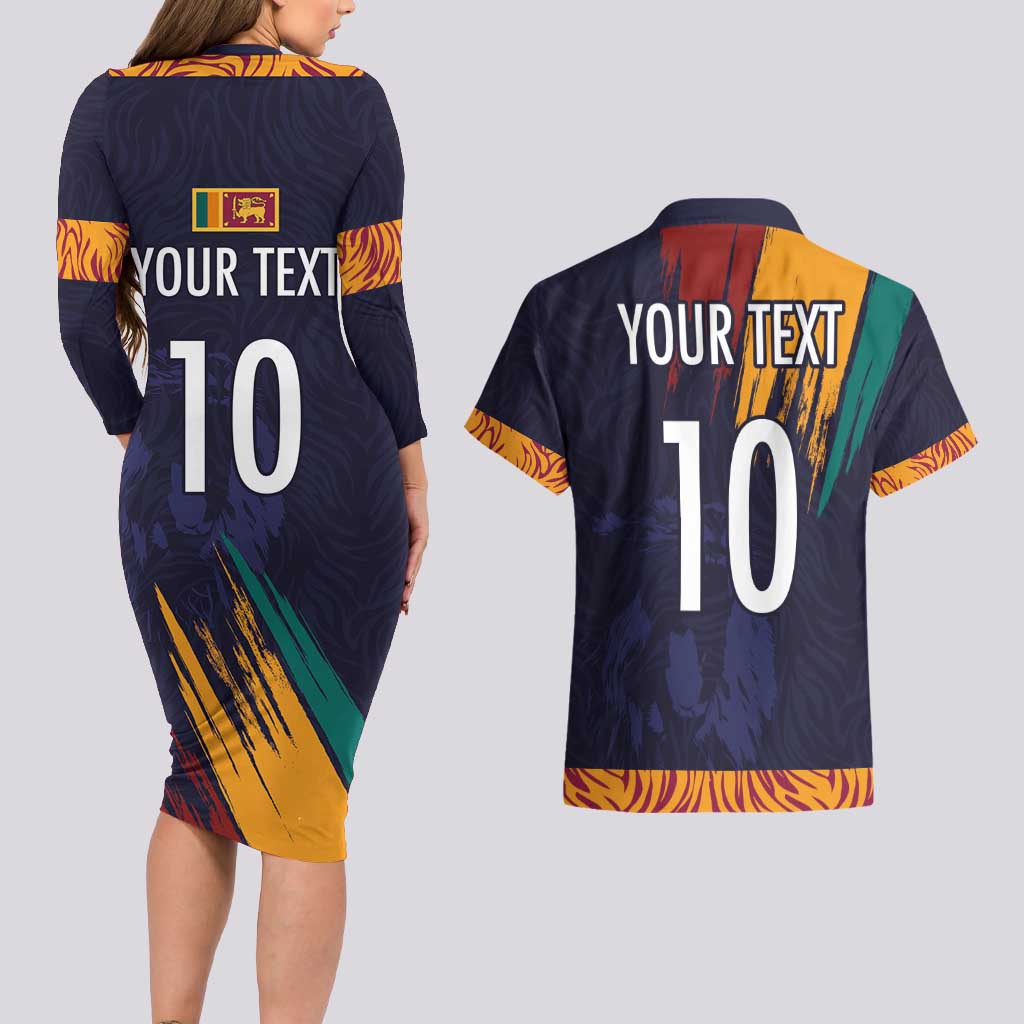 Custom Sri Lanka Cricket The Lions Couples Matching Long Sleeve Bodycon Dress and Hawaiian Shirt